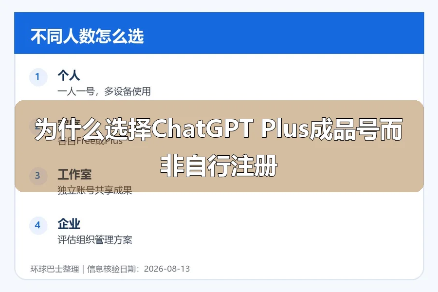 为什么选择ChatGPT Plus成品号而非自行注册